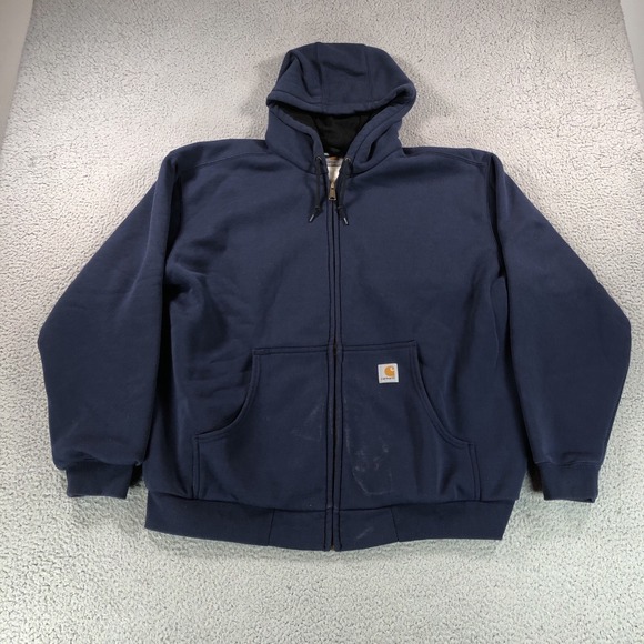Carhartt Other - Vintage Carhartt Hoodie Mens Extra Lage Blue J149 Y2K Thermal Full Zip Workwear